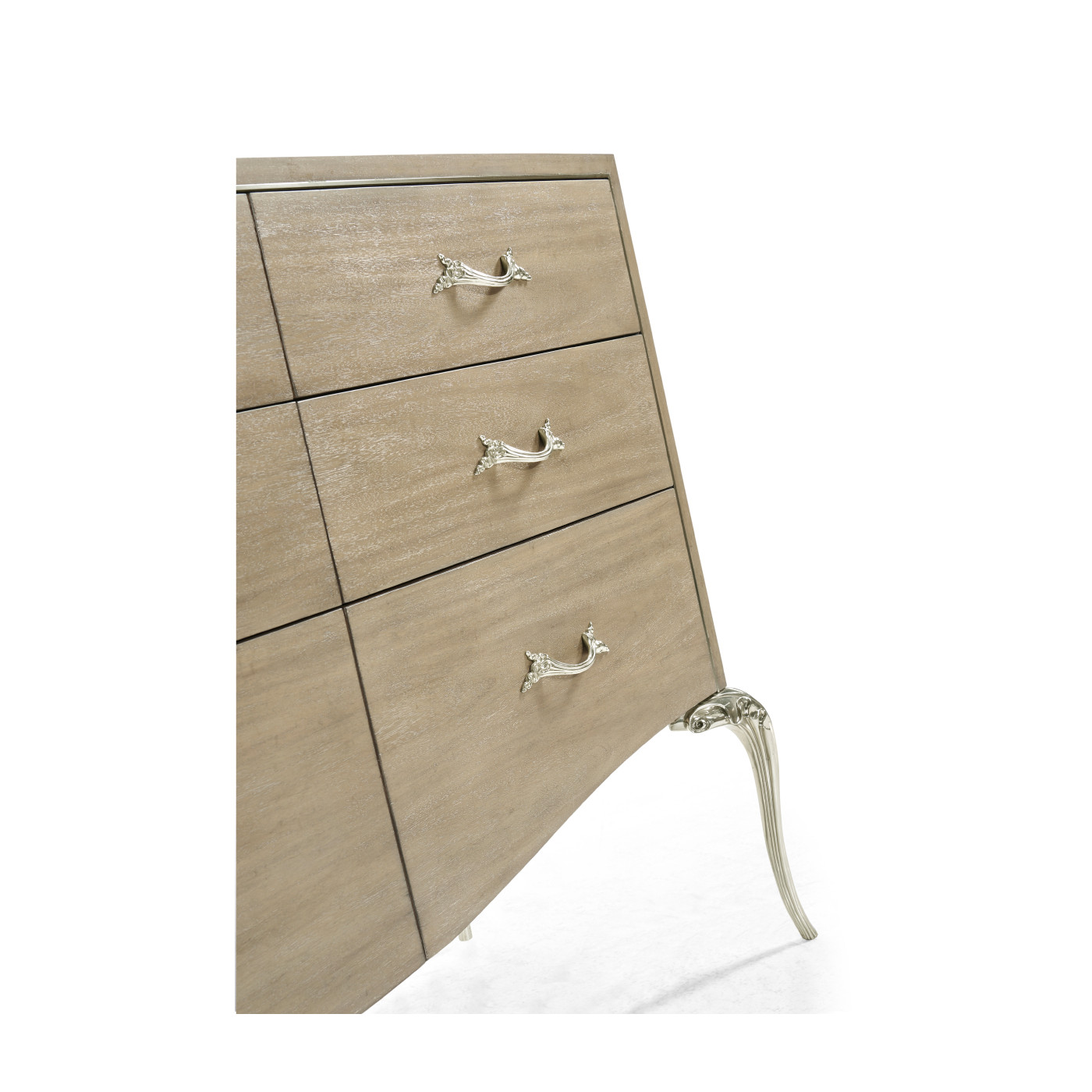 Rivoli Walnut & White Stainless Steel Dresser with Nine Drawers