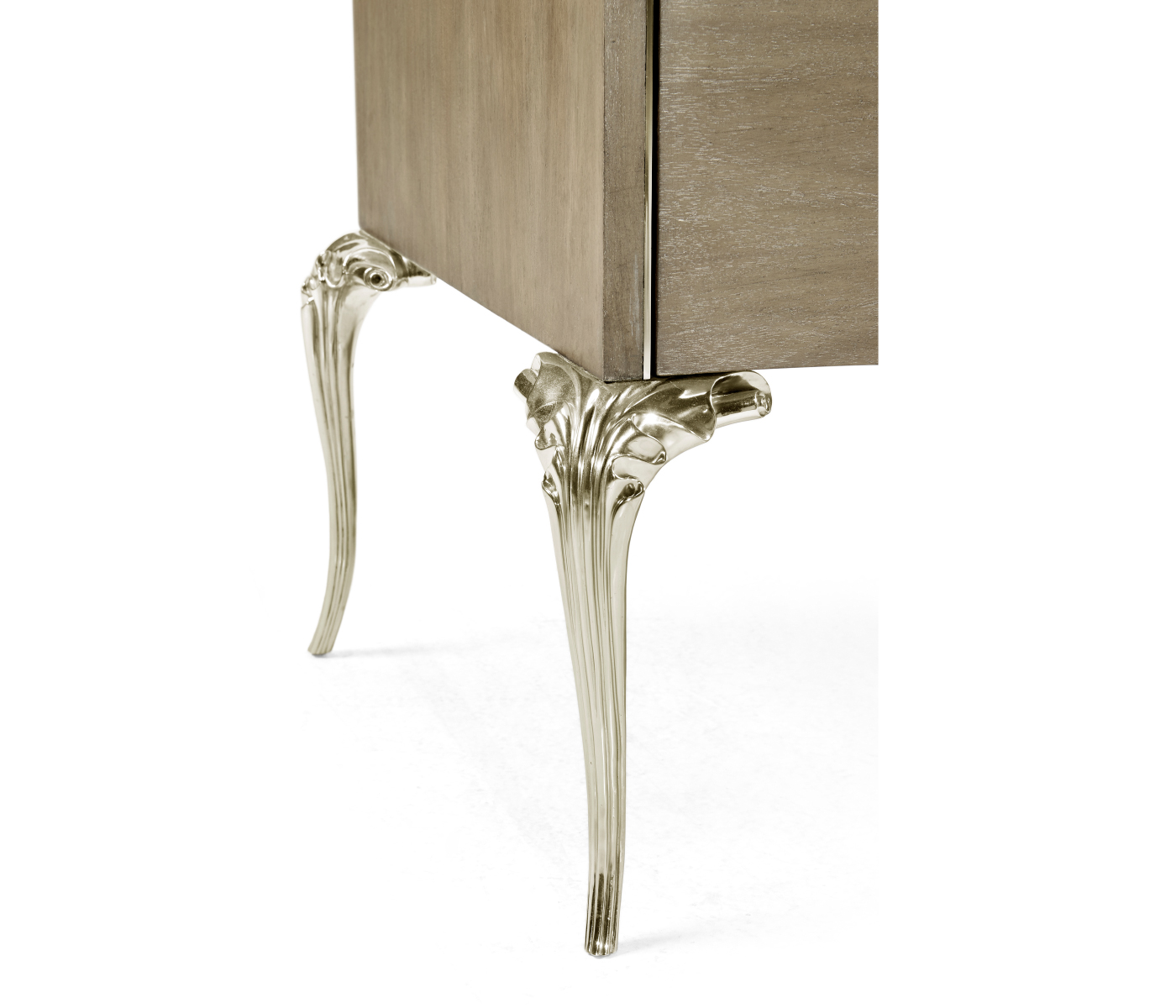 Rivoli Walnut & White Stainless Steel Dresser with Nine Drawers