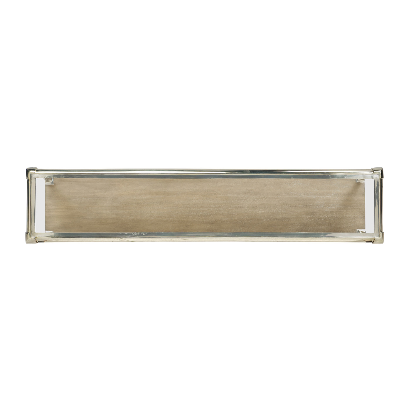 Narrow Rivoli Walnut & White Stainless Steel Console Table with Clear Glass Top