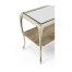 Short Rivoli Walnut & White Stainless Steel Console Table with Clear Glass Top