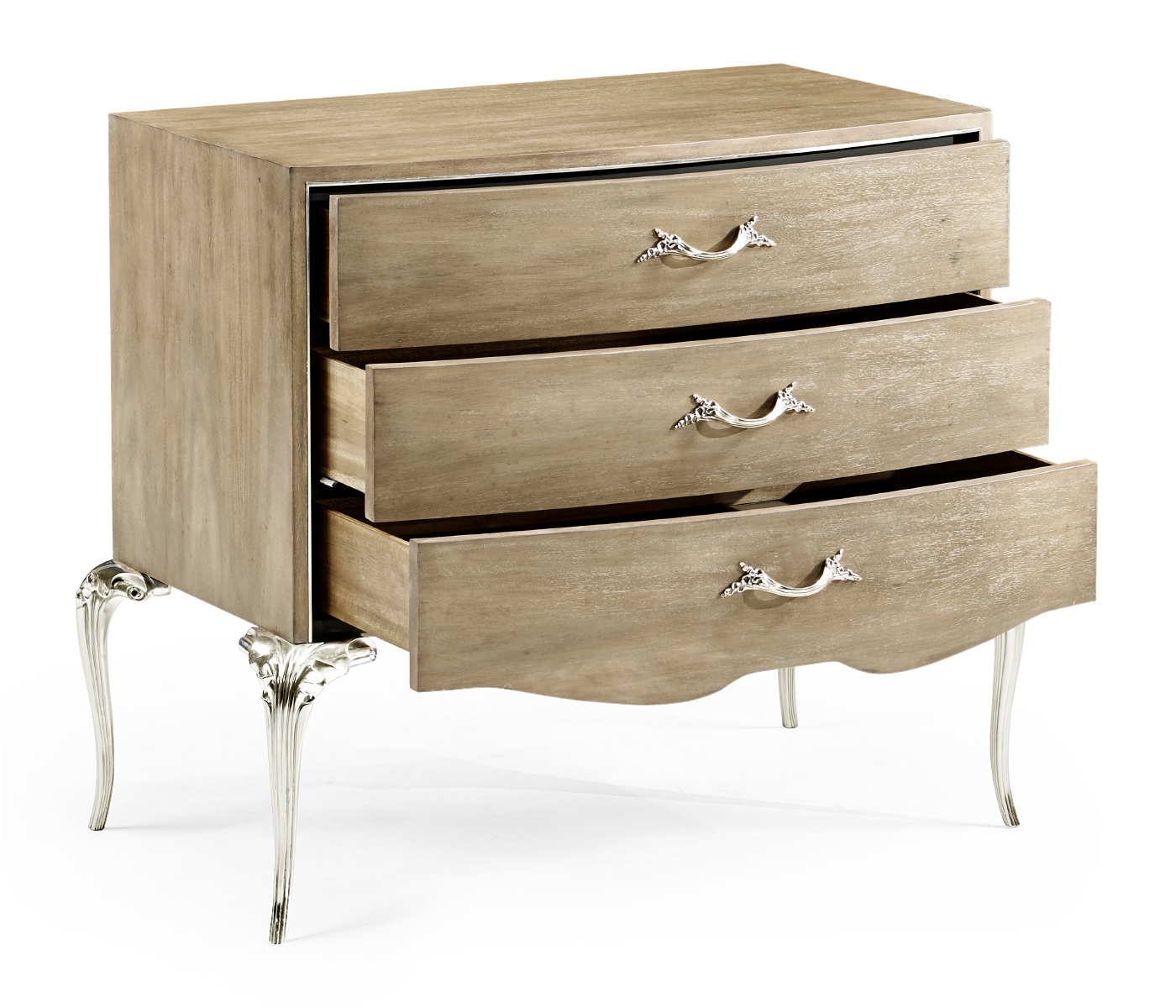 Rivoli Walnut & White Stainless Steel Nightstand