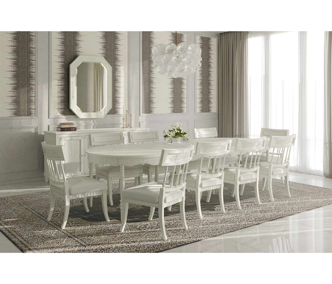 White Crepuscular Credenza