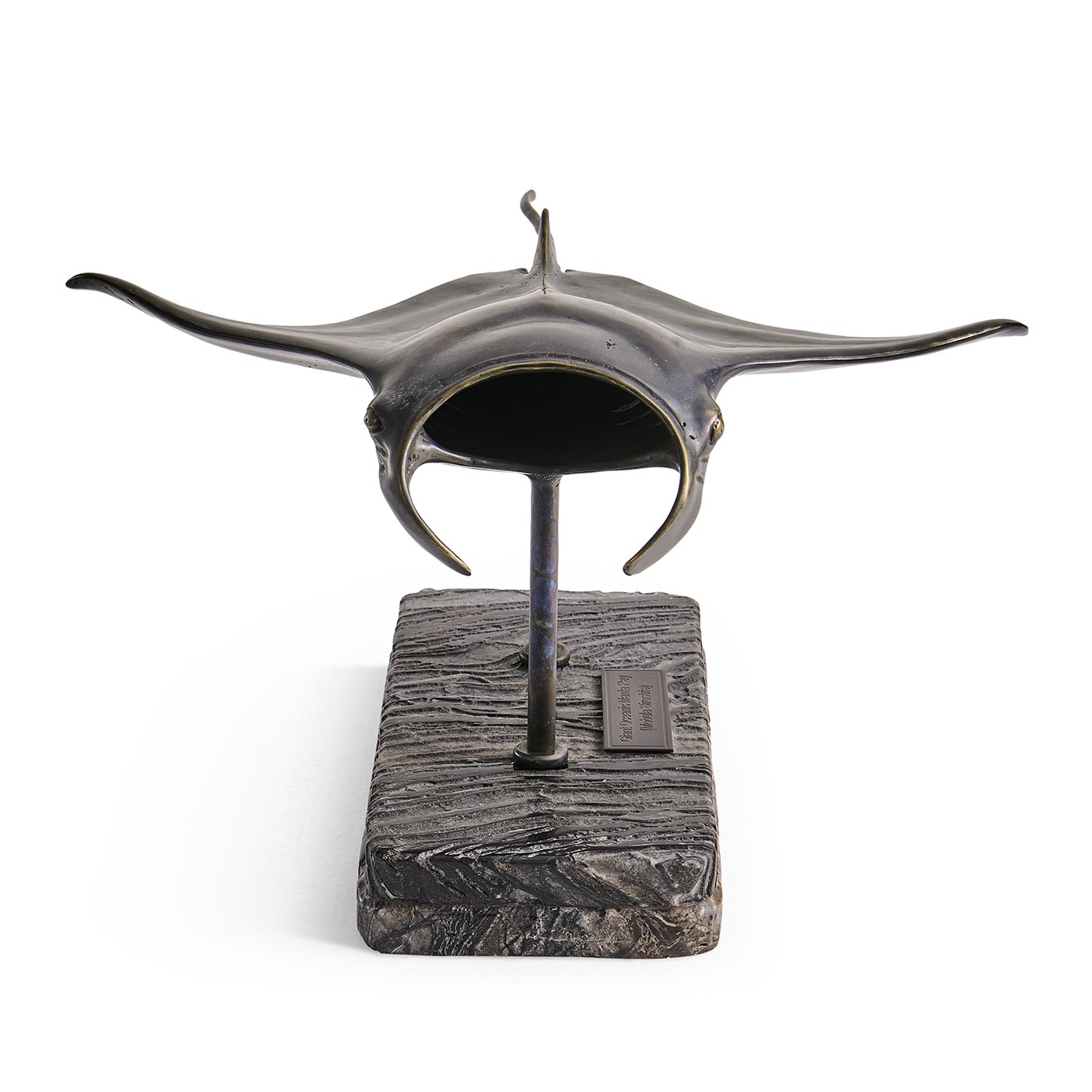 Manta Ray Bronze Statue with Marble Base