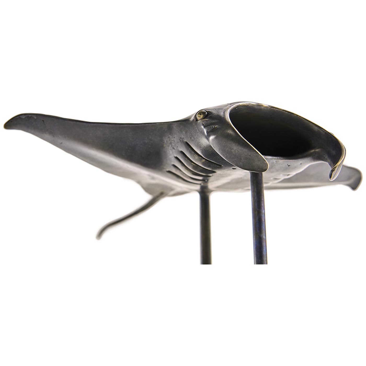 Manta Ray Bronze Statue with Marble Base