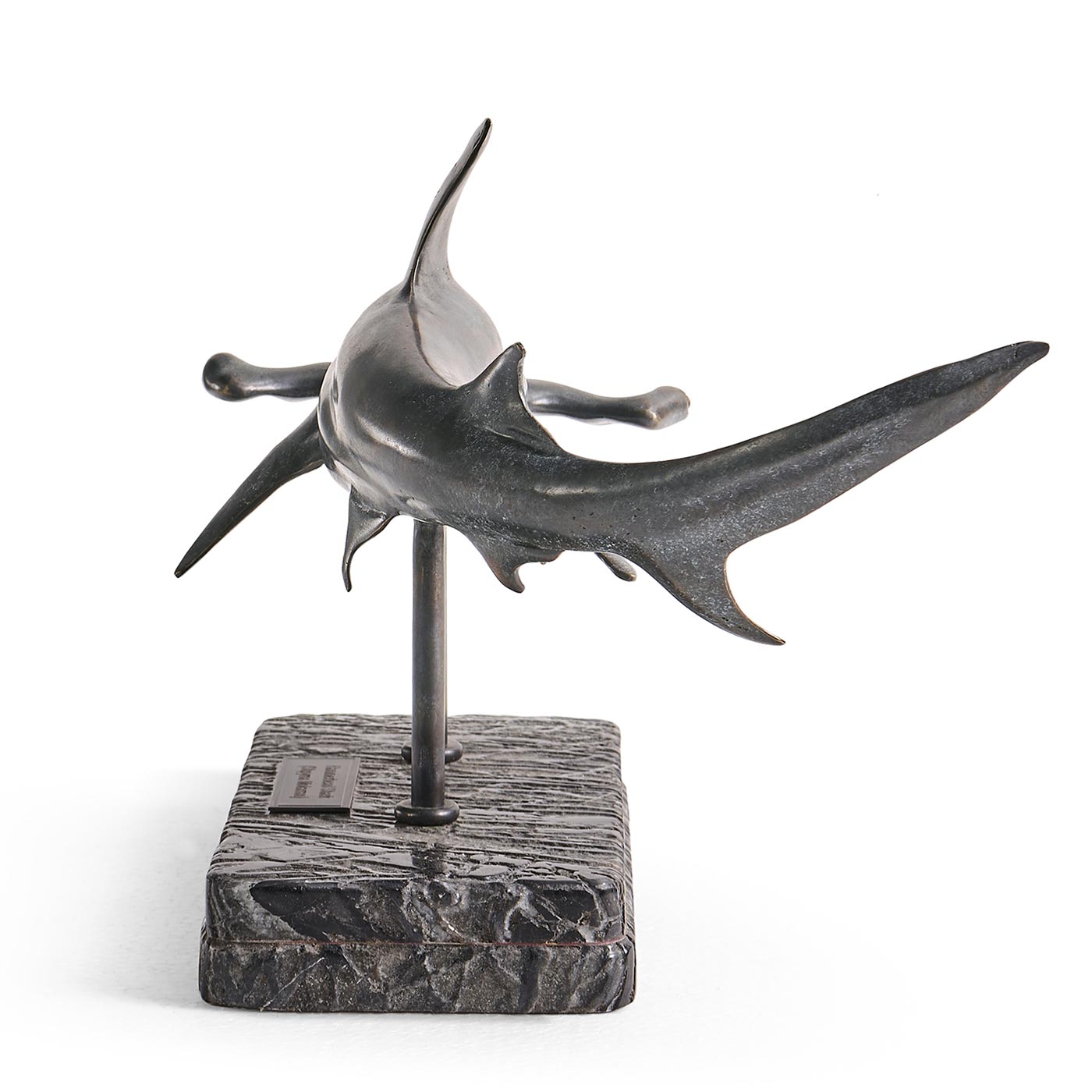 Arc Hammerhead Shark Bronze Statue with Marble Base