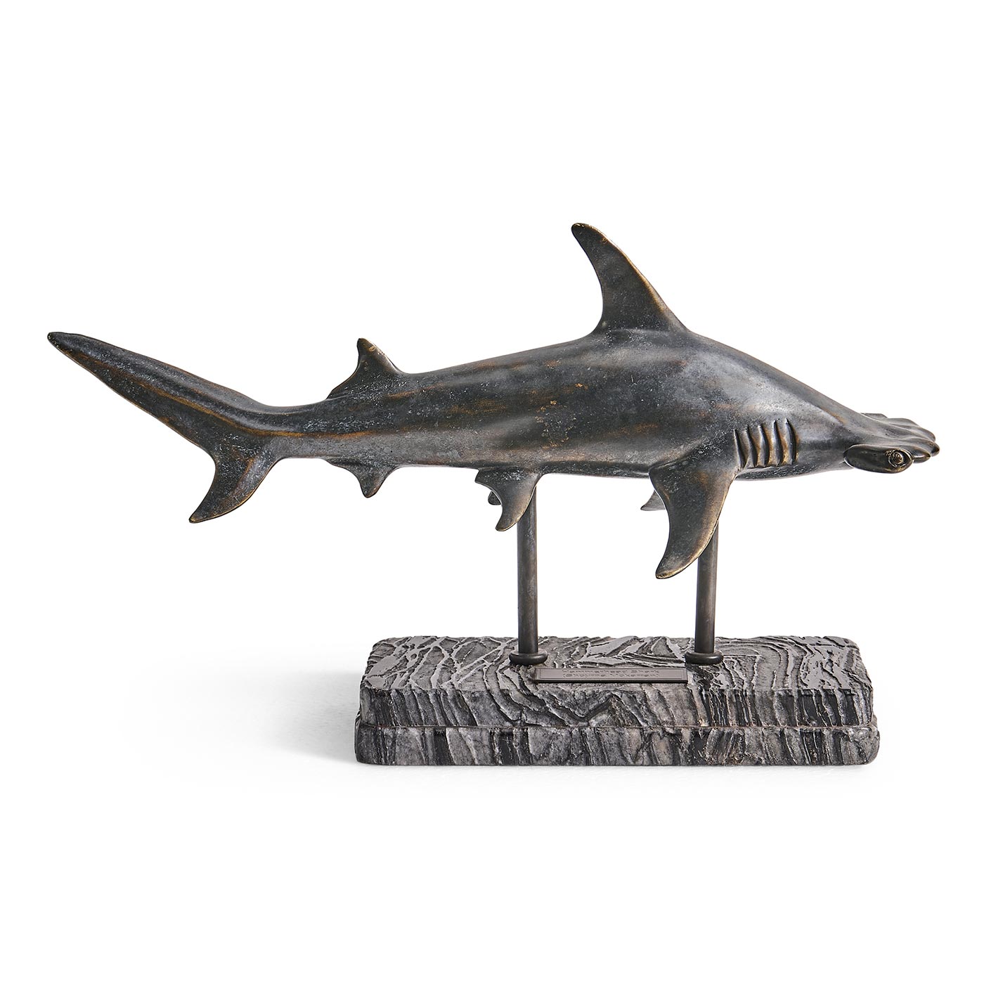 Glide Hammerhead Shark Bronze Statue with Marble Base