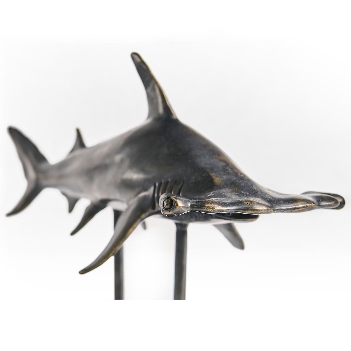 Glide Hammerhead Shark Bronze Statue with Marble Base