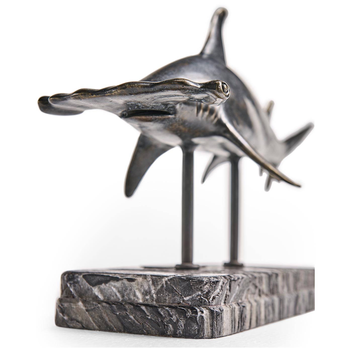 Glide Hammerhead Shark Bronze Statue with Marble Base