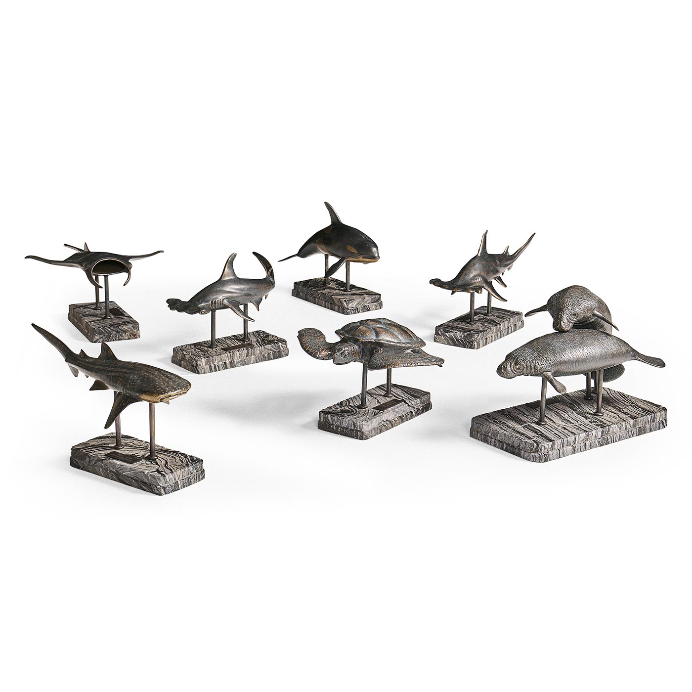 Glide Hammerhead Shark Bronze Statue with Marble Base