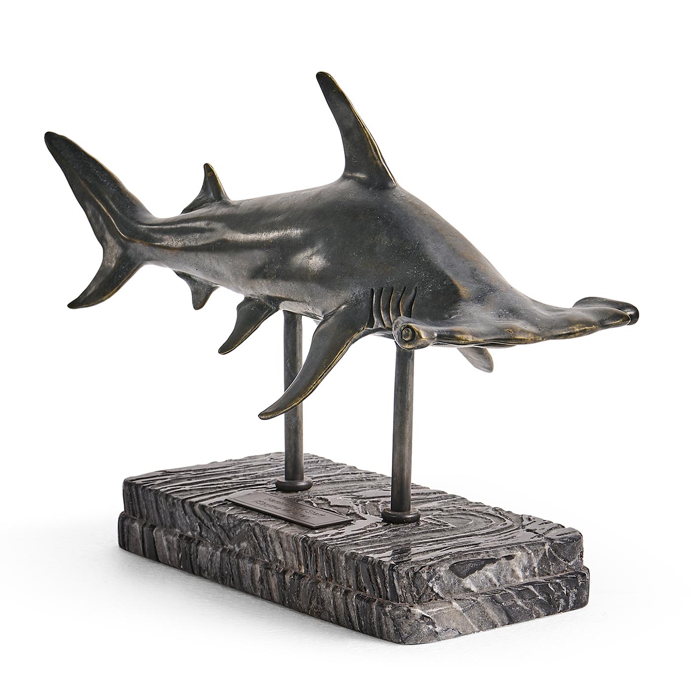 Glide Hammerhead Shark Bronze Statue with Marble Base