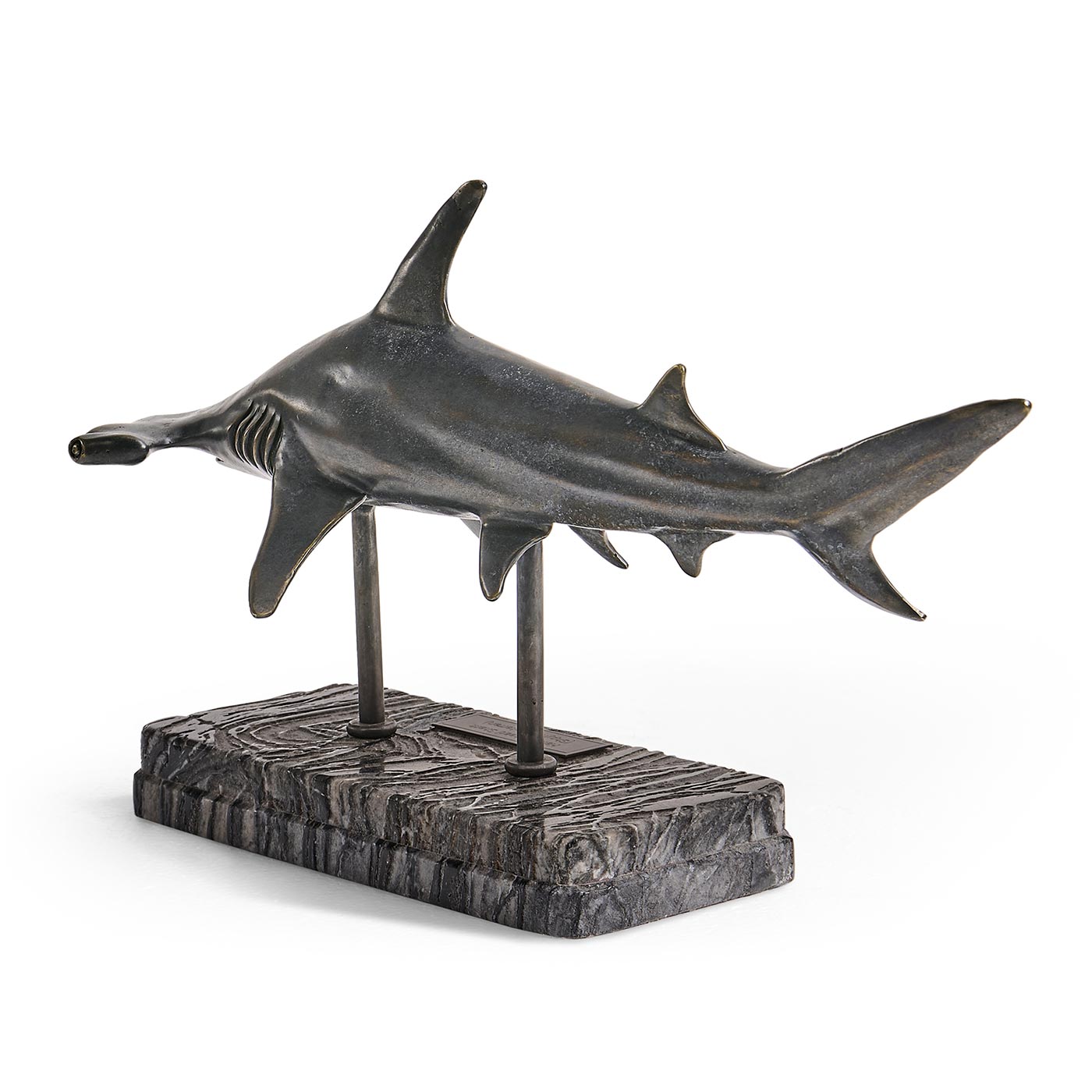 Glide Hammerhead Shark Bronze Statue with Marble Base