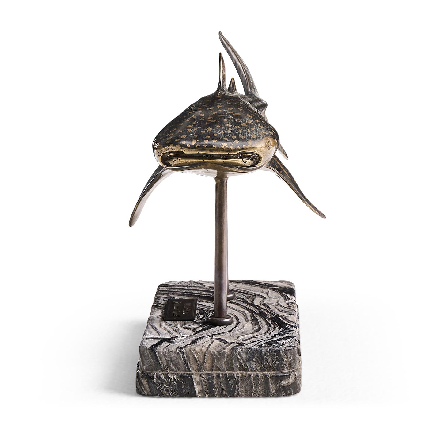 Whale Shark Bronze Statue with Marble Base