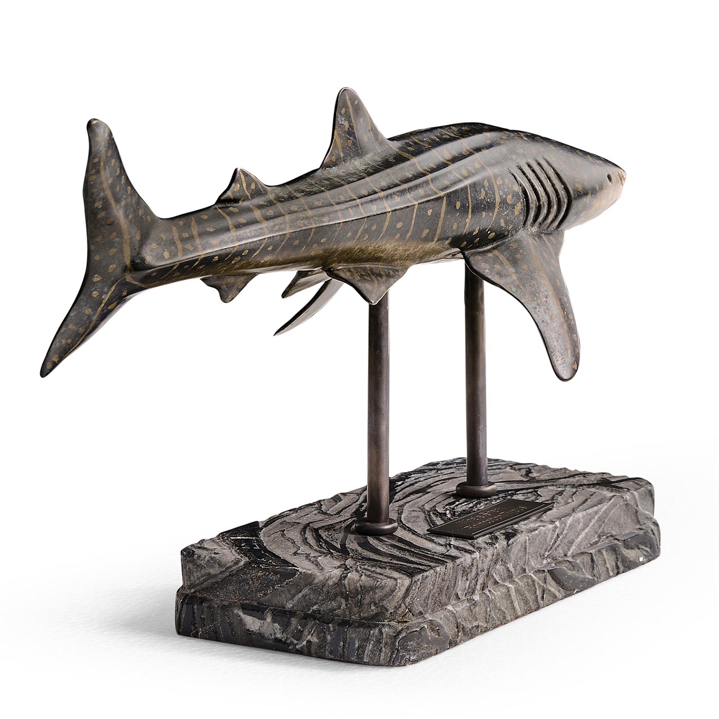 Whale Shark Bronze Statue with Marble Base