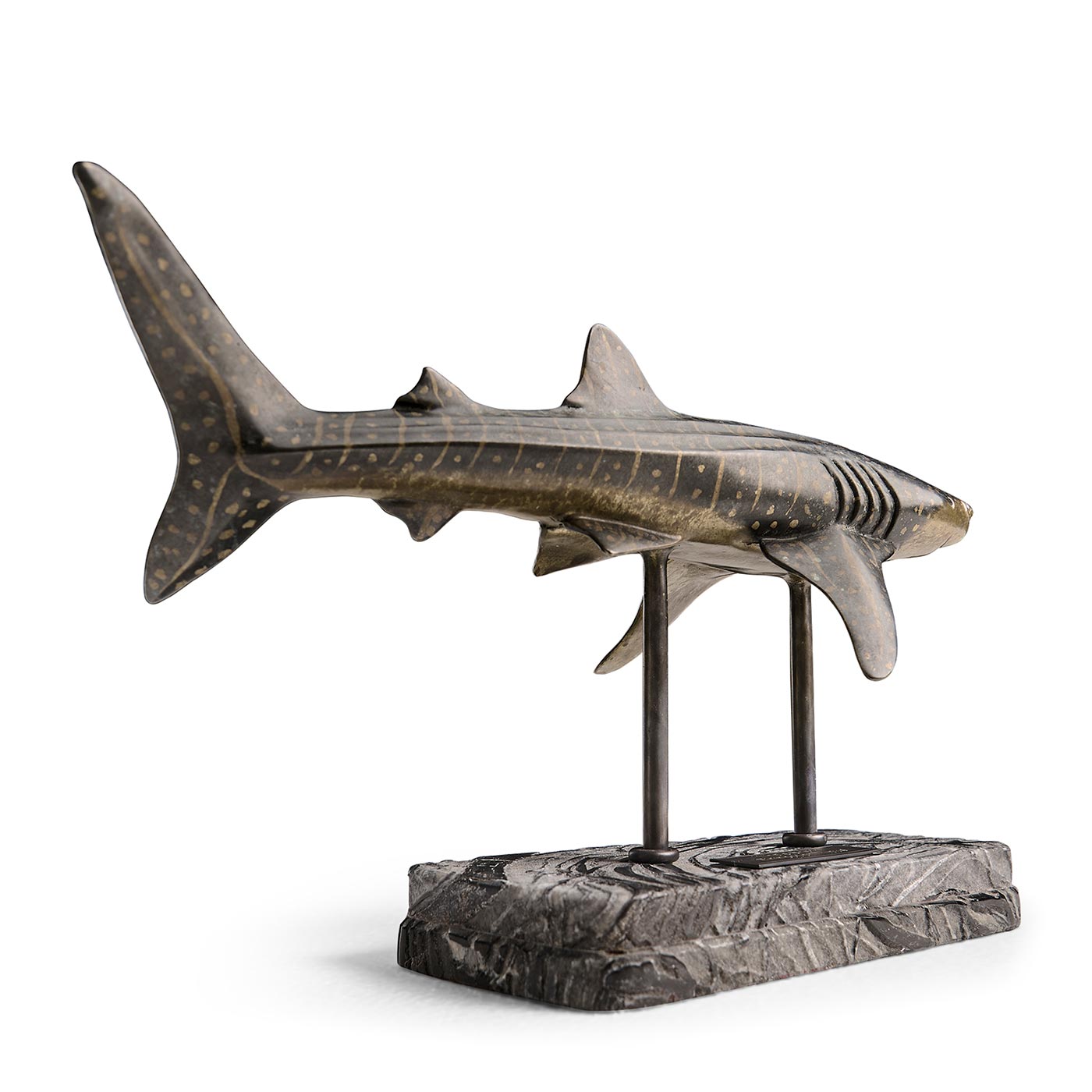 Whale Shark Bronze Statue with Marble Base