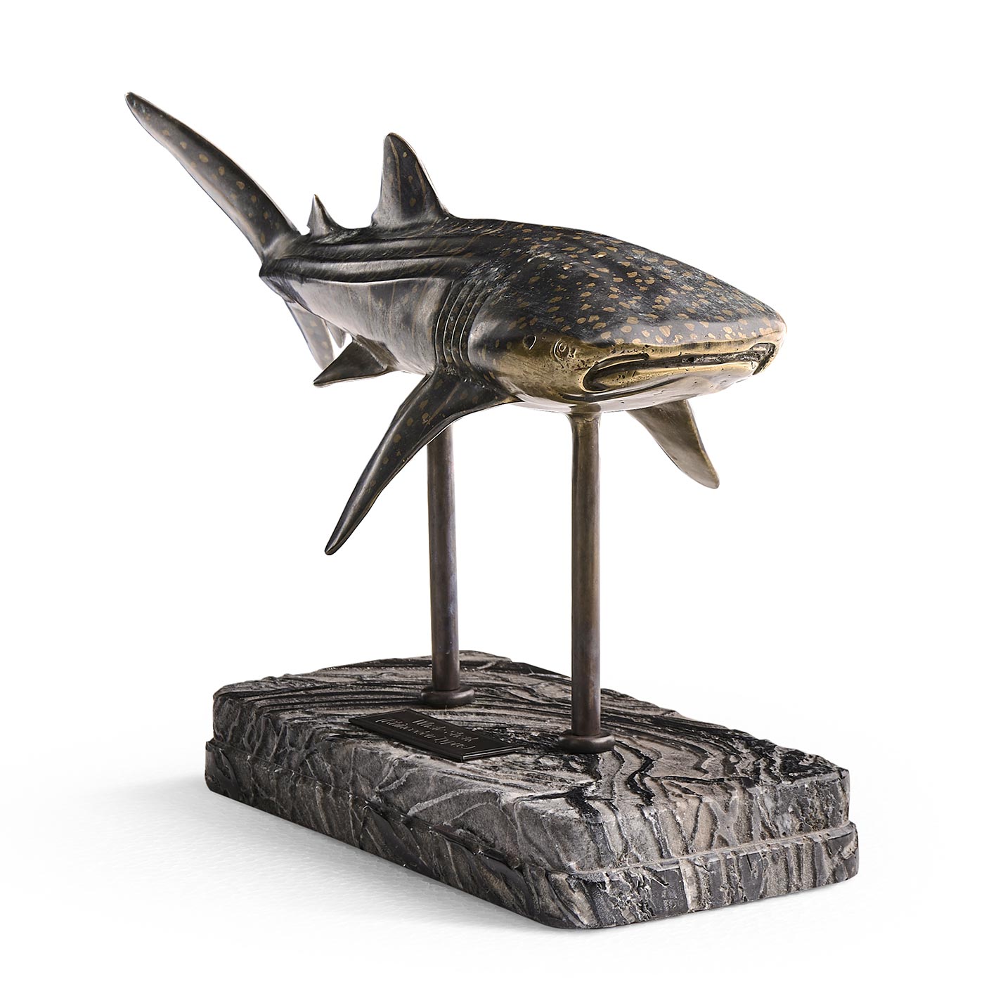 Whale Shark Bronze Statue with Marble Base