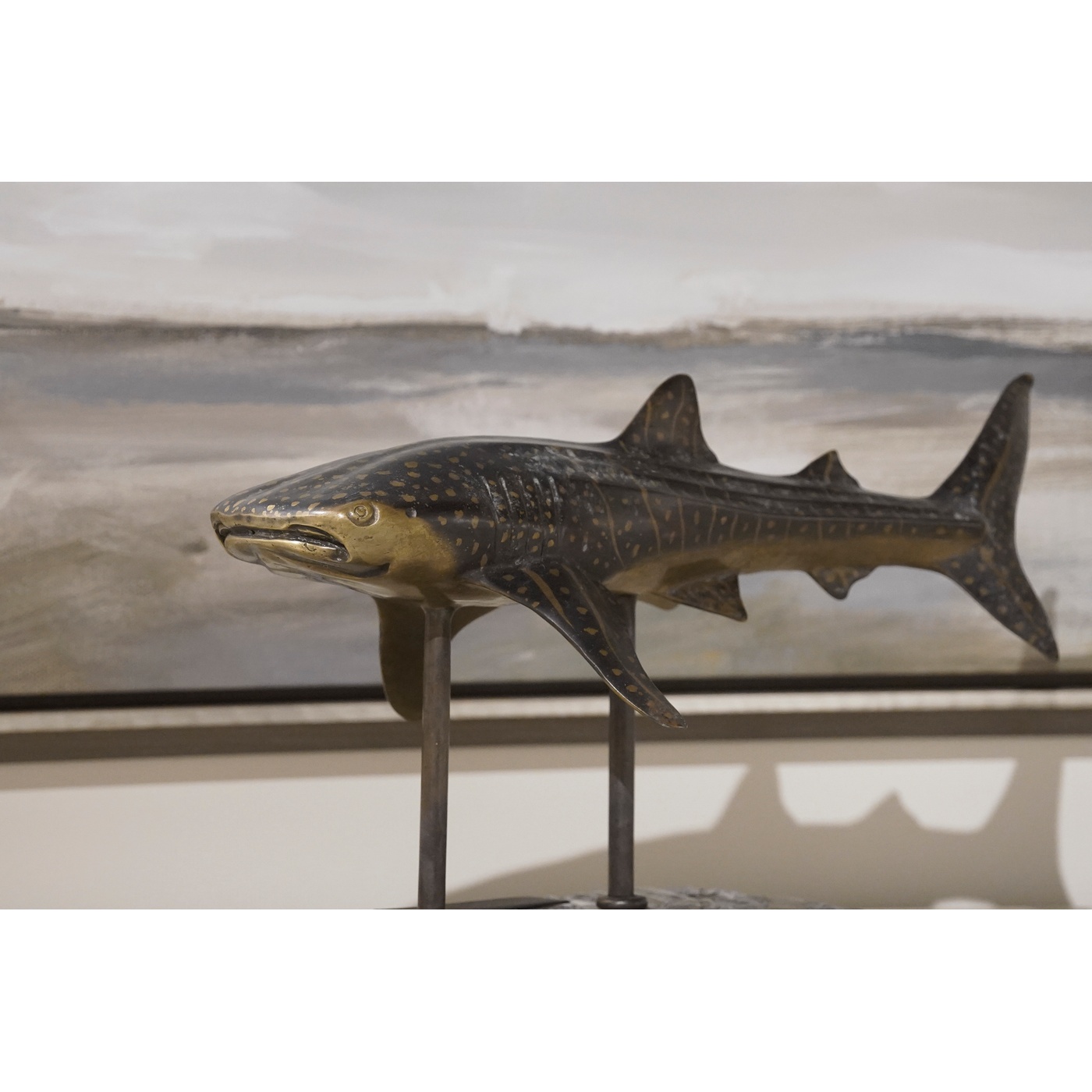 Whale Shark Bronze Statue with Marble Base