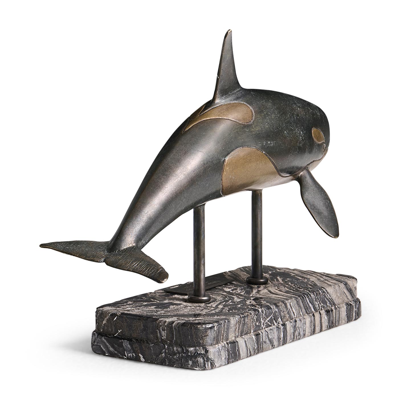 Killer Whale Bronze Statue with Marble Base