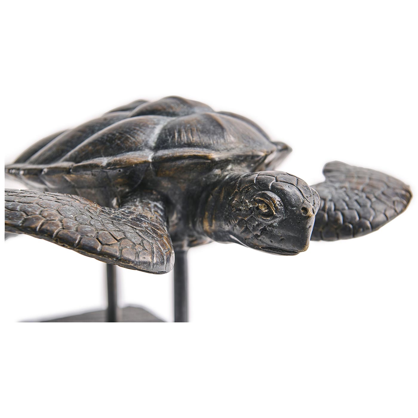 Sea Tortoise Bronze Statue with Marble Base