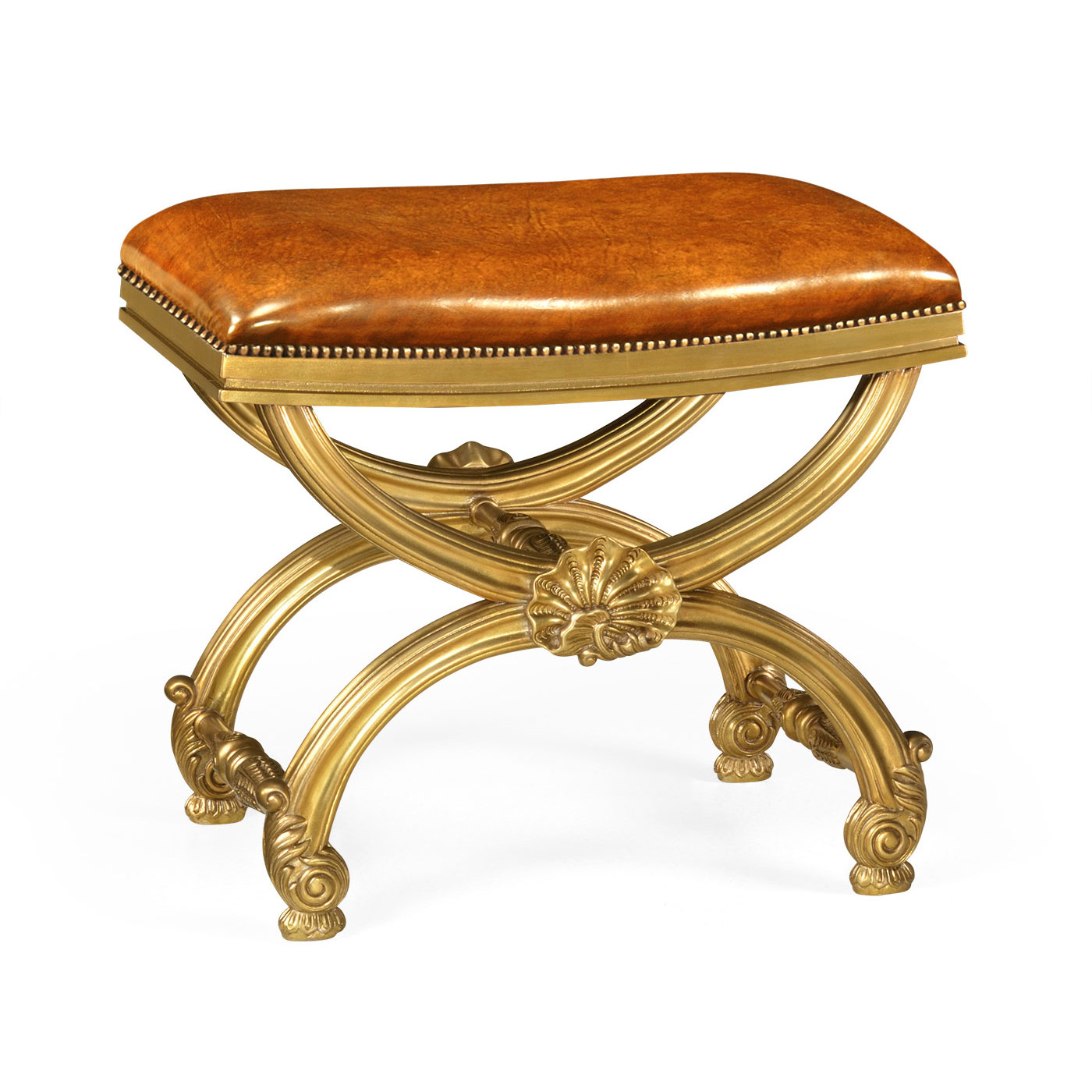 Gilded Footstool with Shell Decoration