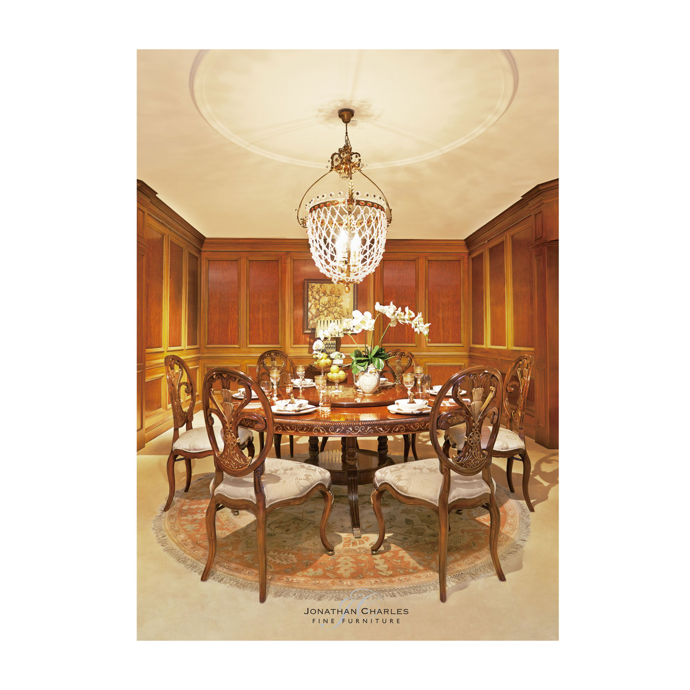 Burl & Mother of Pearl Round Dining Table 71