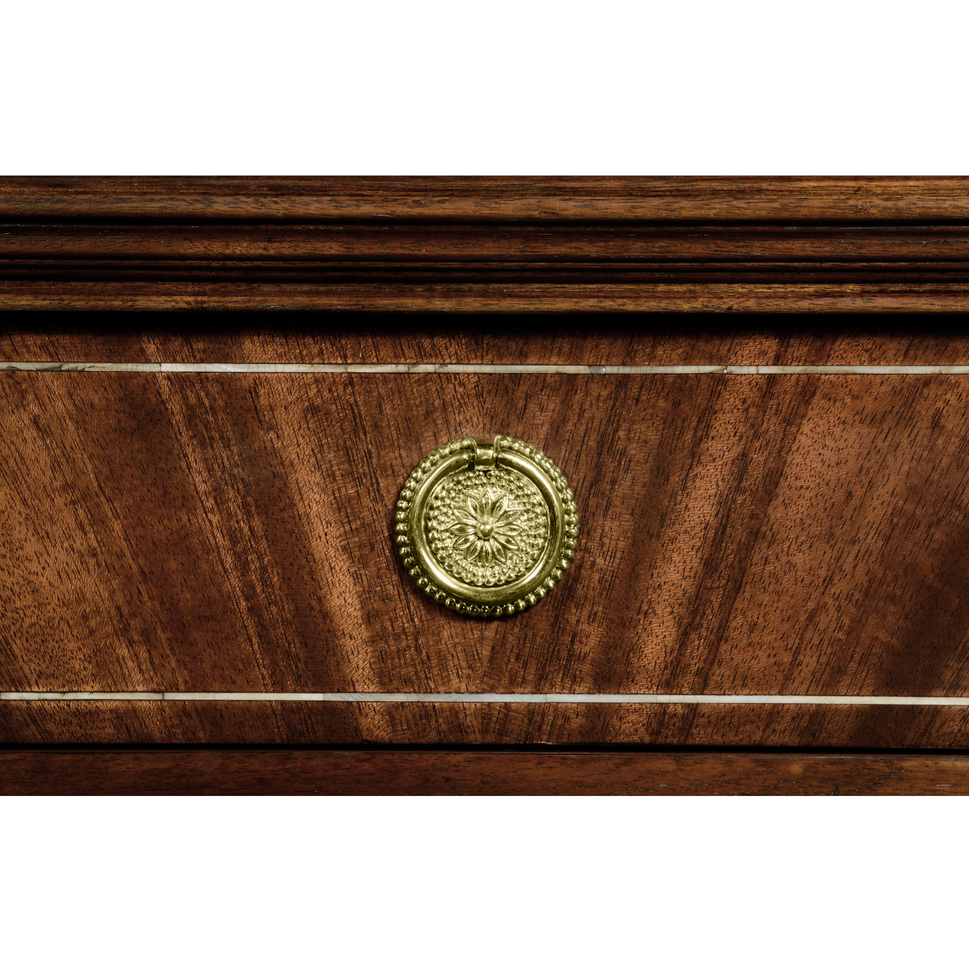 Mahogany square games table with mother of pearl inlay