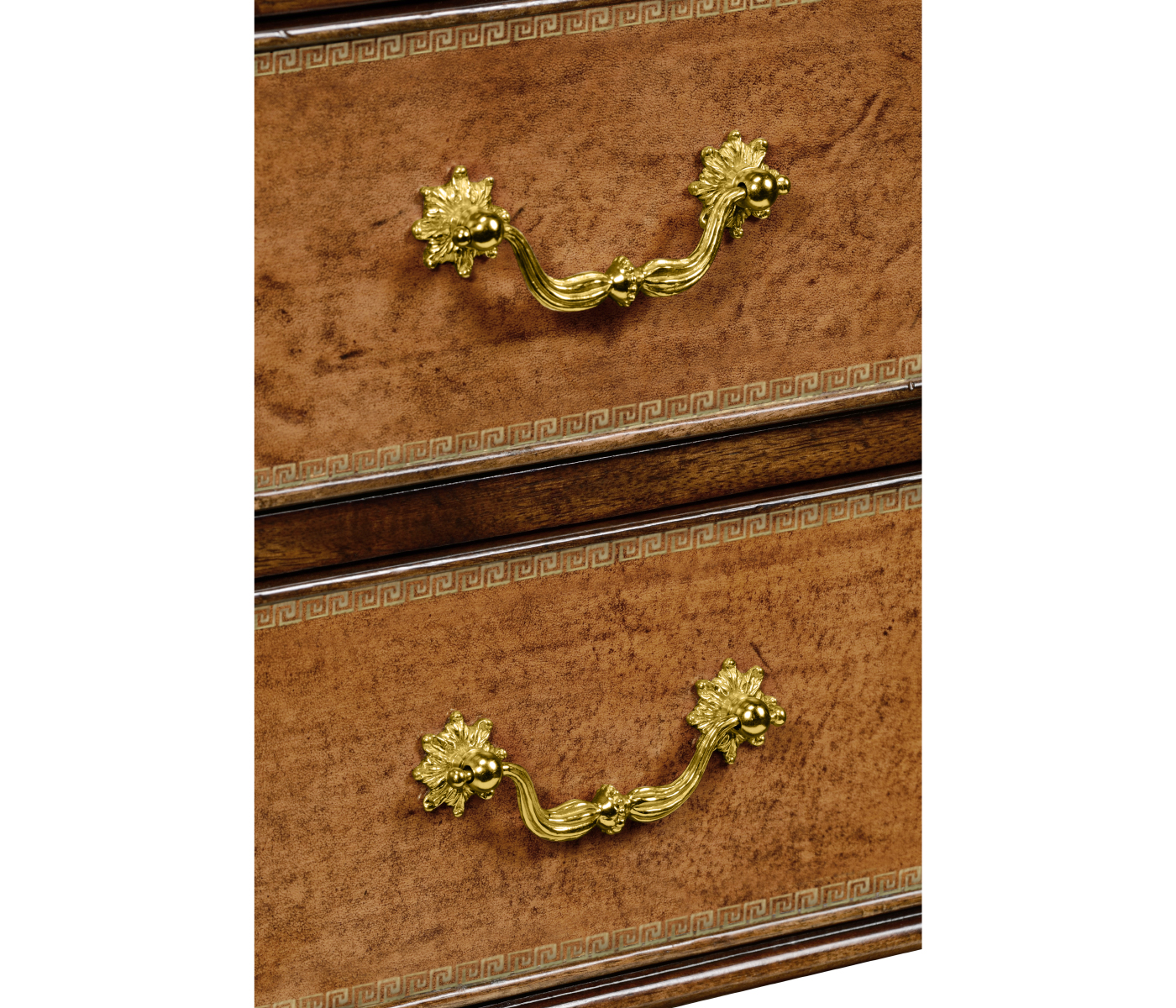 Mahogany and leather inlaid side table with drawers