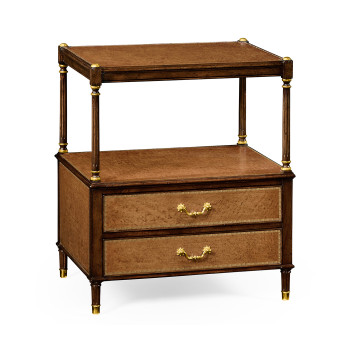 Mahogany and leather inlaid side table with drawers