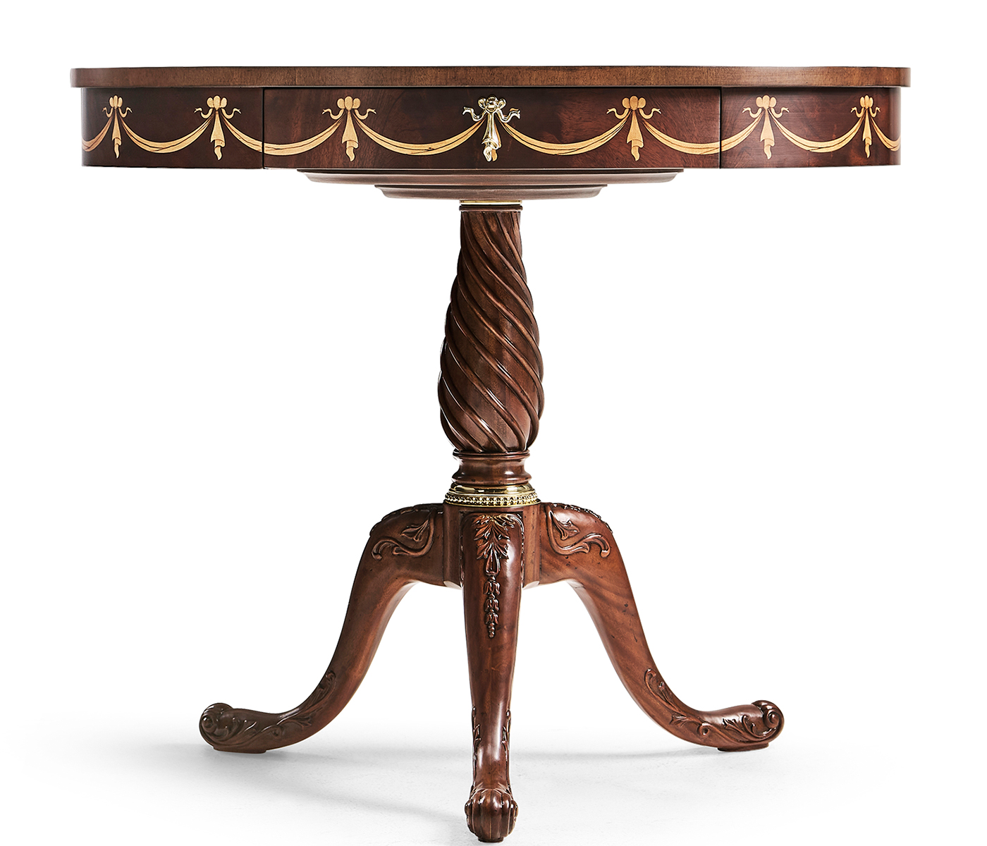Mahogany Oval Marquetry Lamp Table
