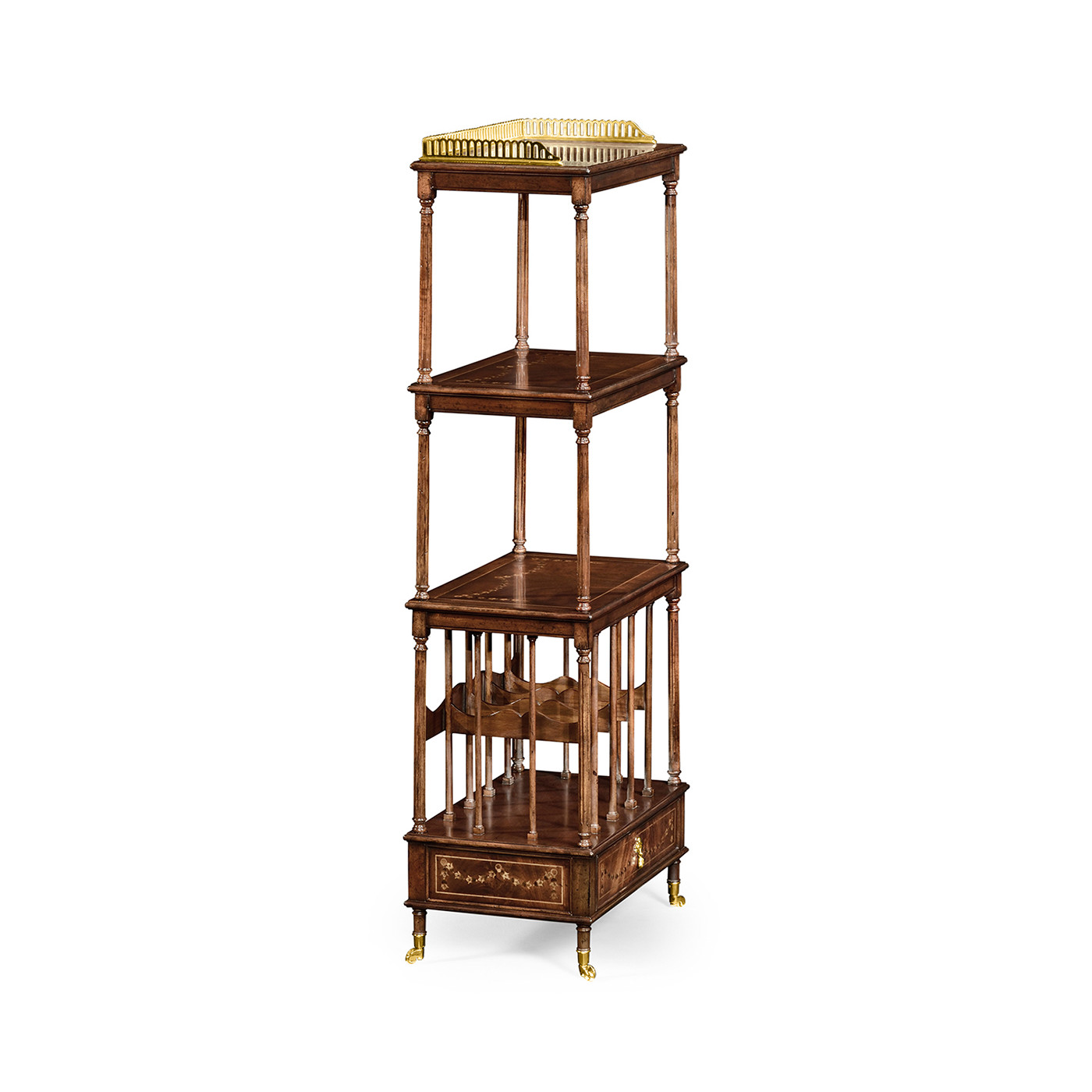 Mahogany Three-Tier Shelf with Canterbury