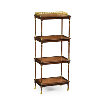 Mahogany four-tier étagère with leather inserts
