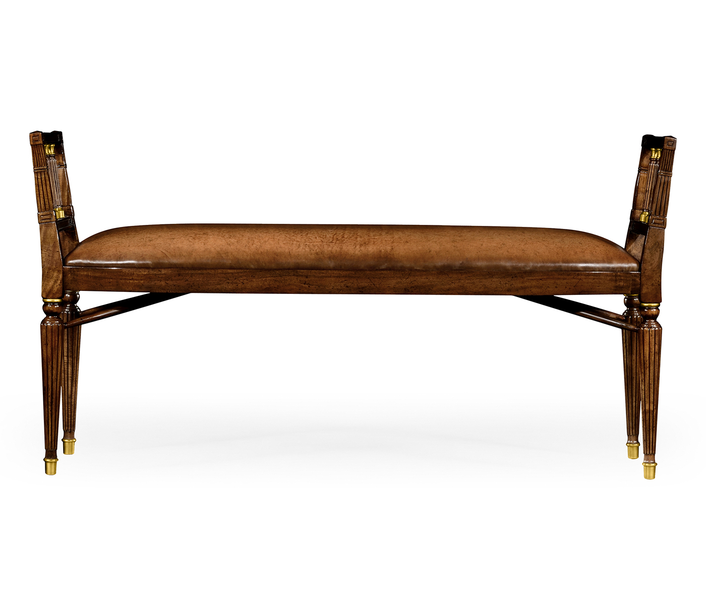 Mahogany Window bench with leather upholstery