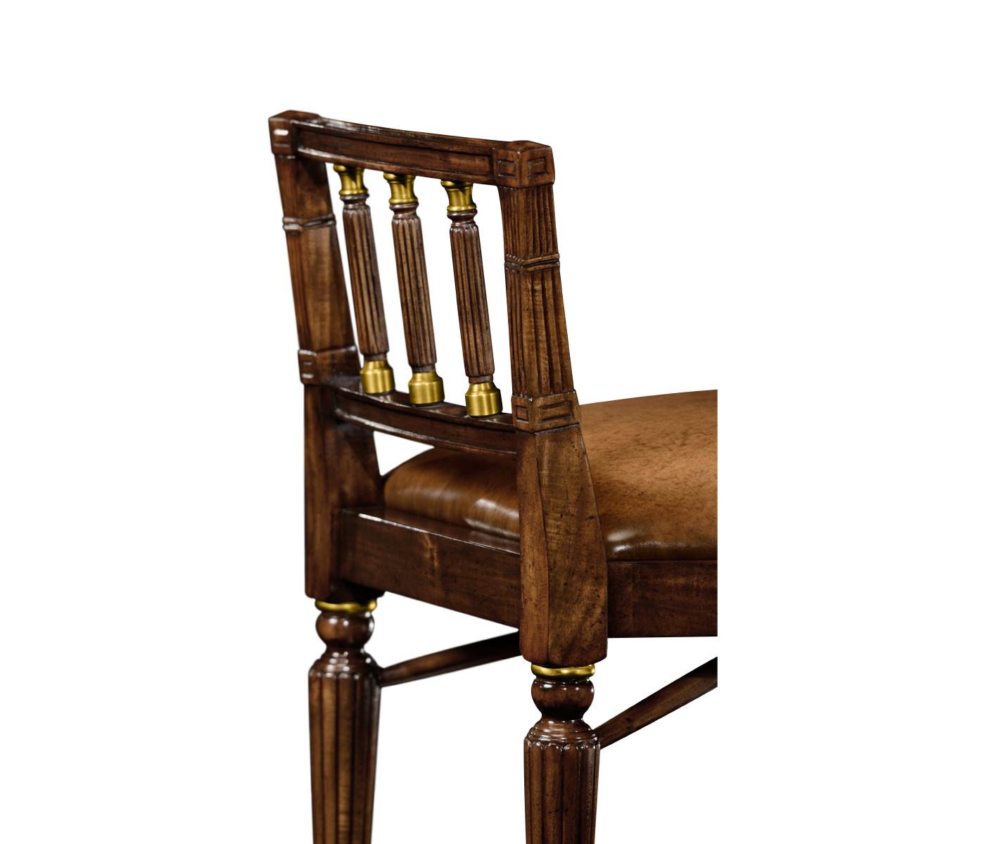 Mahogany Window bench with leather upholstery