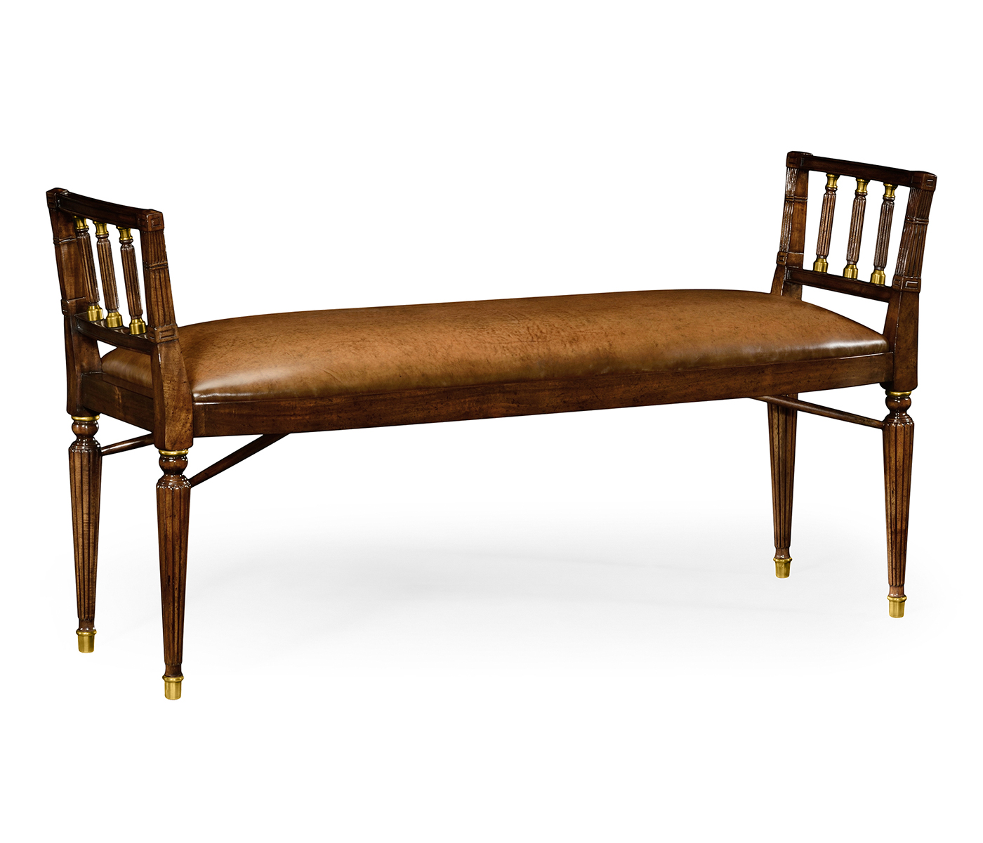 Mahogany Window bench with leather upholstery