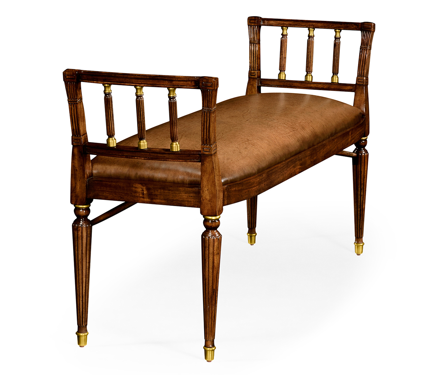 Mahogany Window bench with leather upholstery