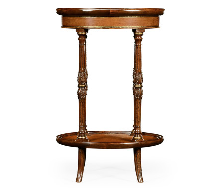 Mahogany and leather inlaid oval lamp table