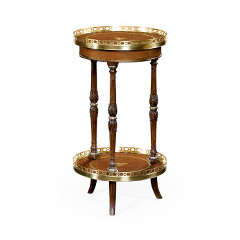 Mahogany and leather inlaid round lamp table