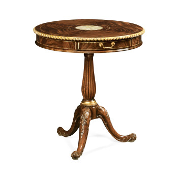 Mahogany And Mop Drum Side Table