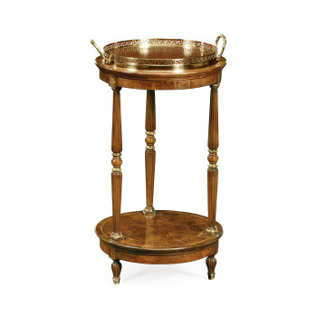 Mahogancy and brass round side table with tray