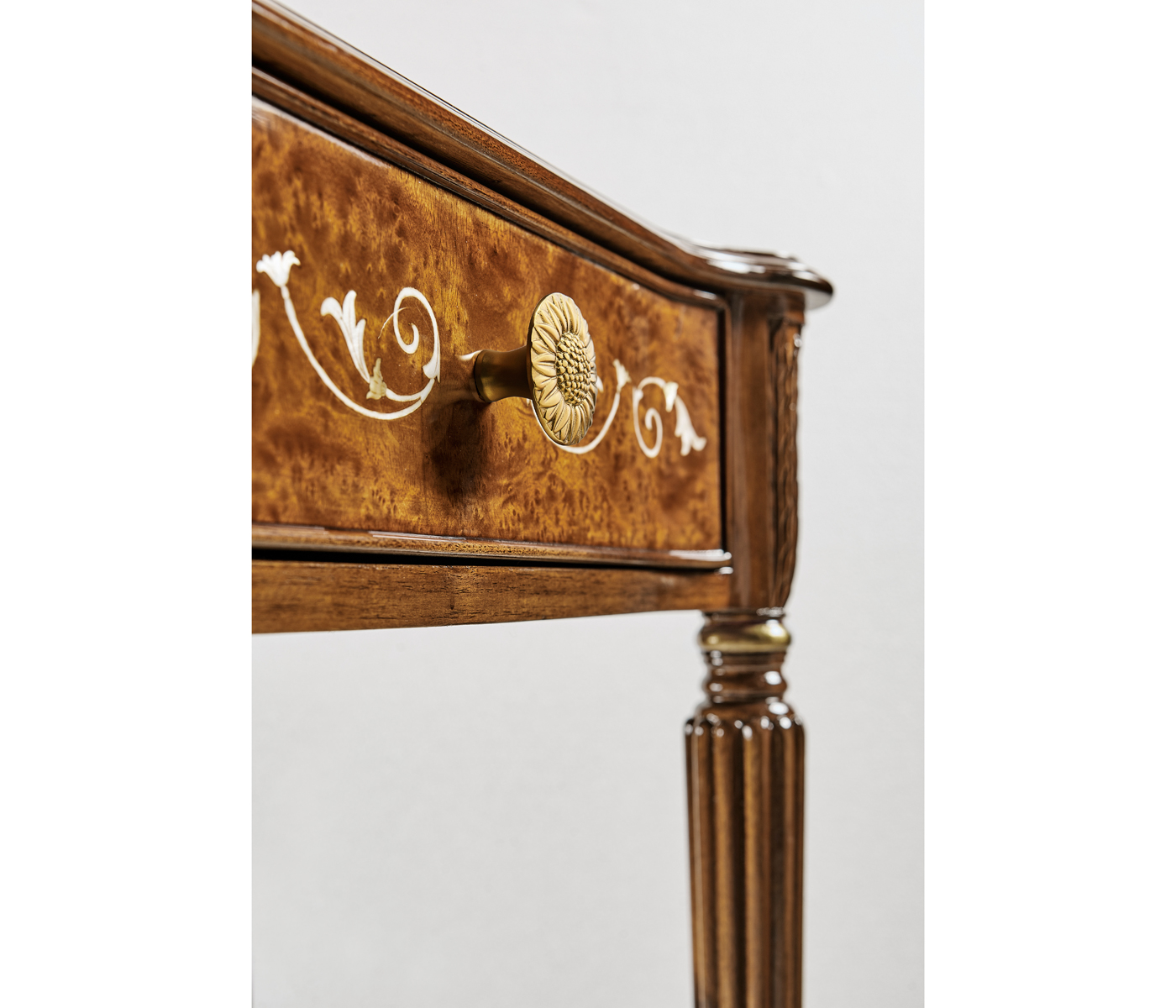 Burl & mother of pearl console