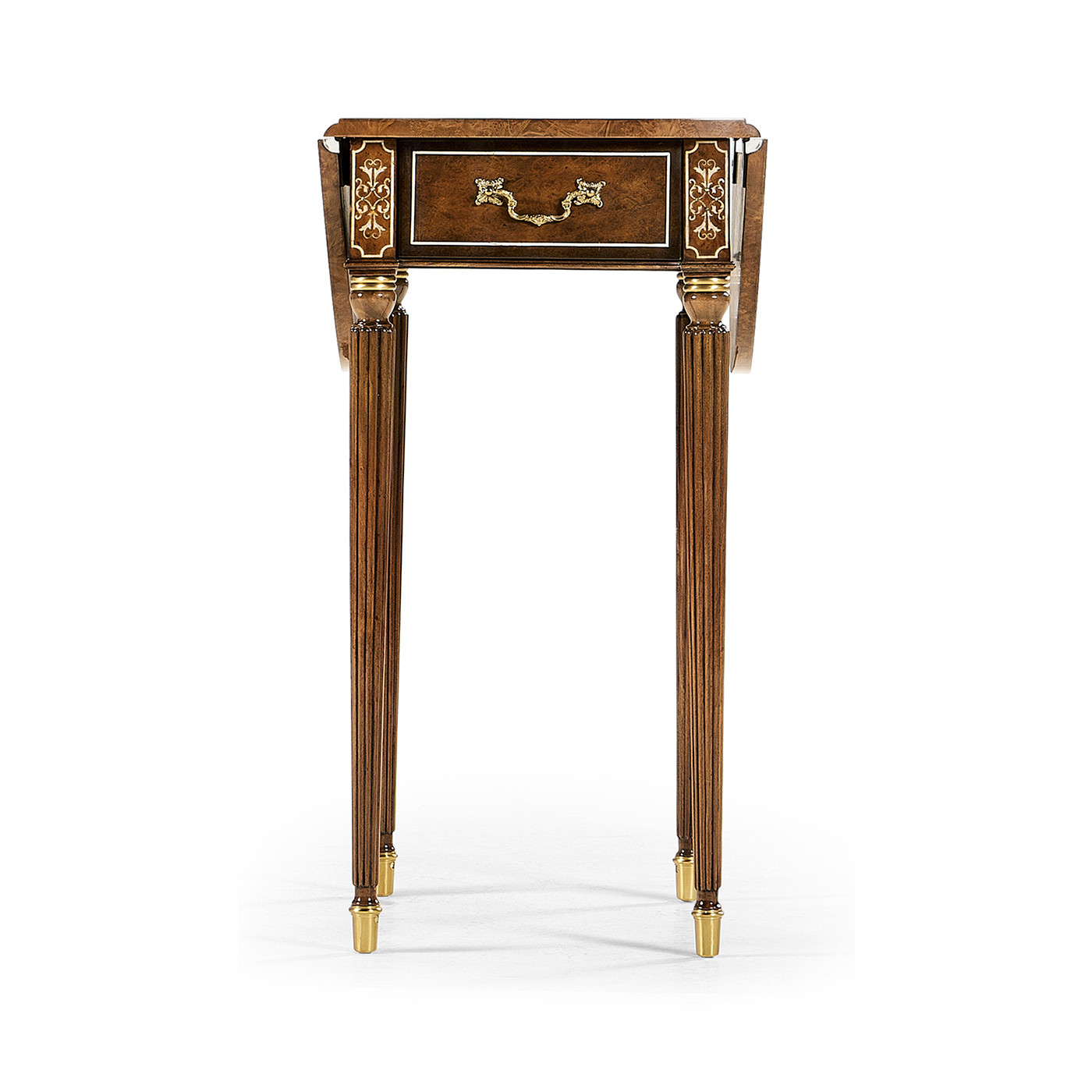 Burl & mother of pearl oval pembroke table