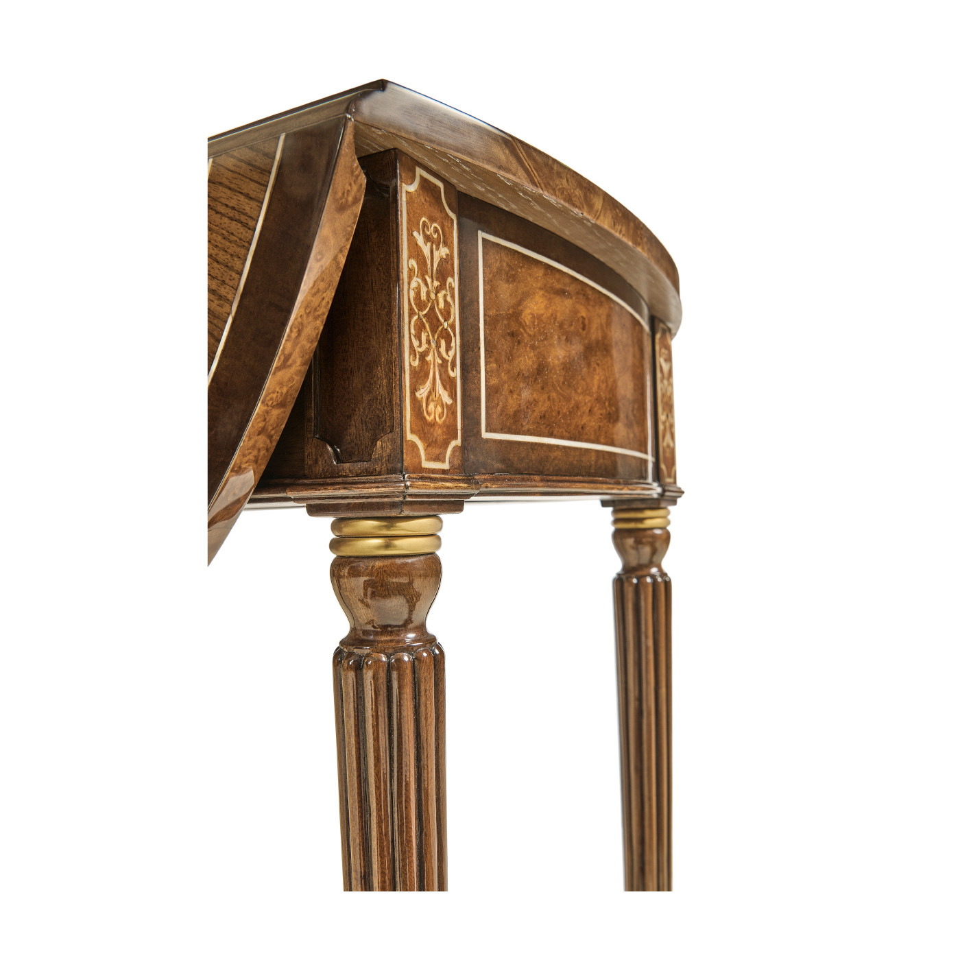 Burl & mother of pearl oval pembroke table