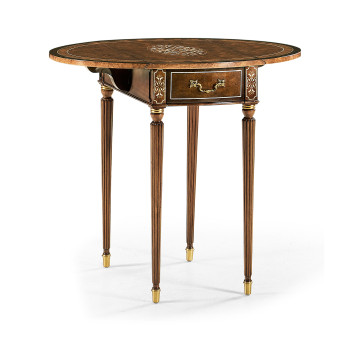 Burl & mother of pearl oval pembroke table