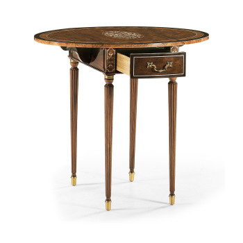 Burl & mother of pearl oval pembroke table