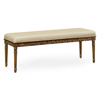 Burl & Mother of Pearl Upholstered Bench