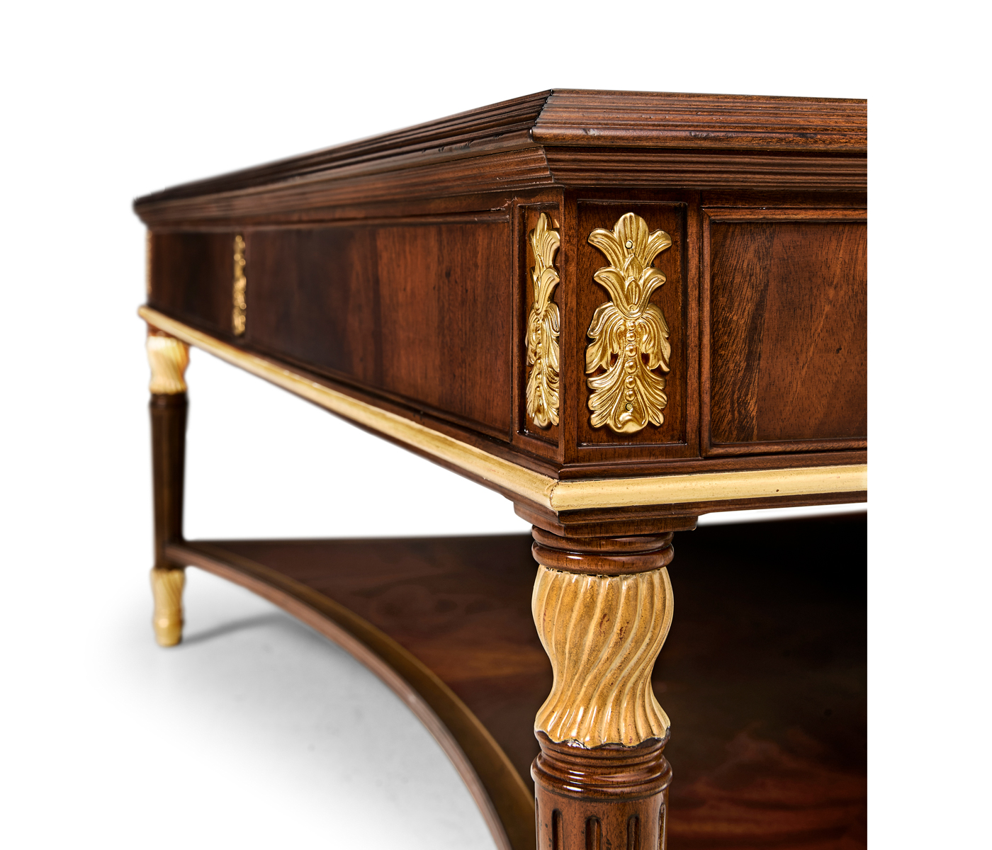 Mahogany William IV style gilded square coffee table