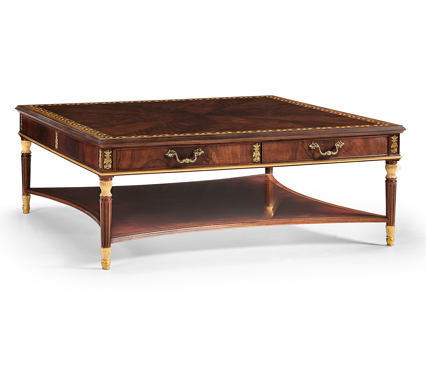 Mahogany William IV style gilded square coffee table