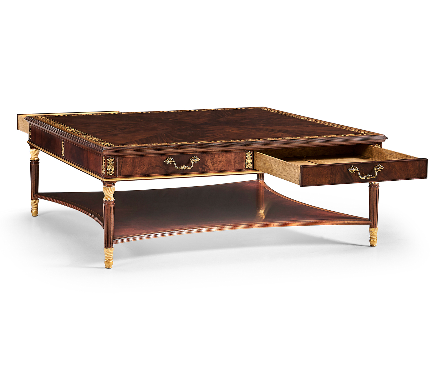 Mahogany William IV style gilded square coffee table