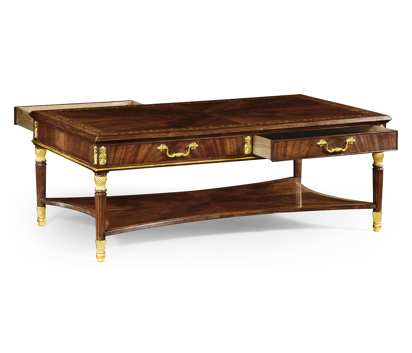 Mahogany William IV style gilded rectangular coffee table