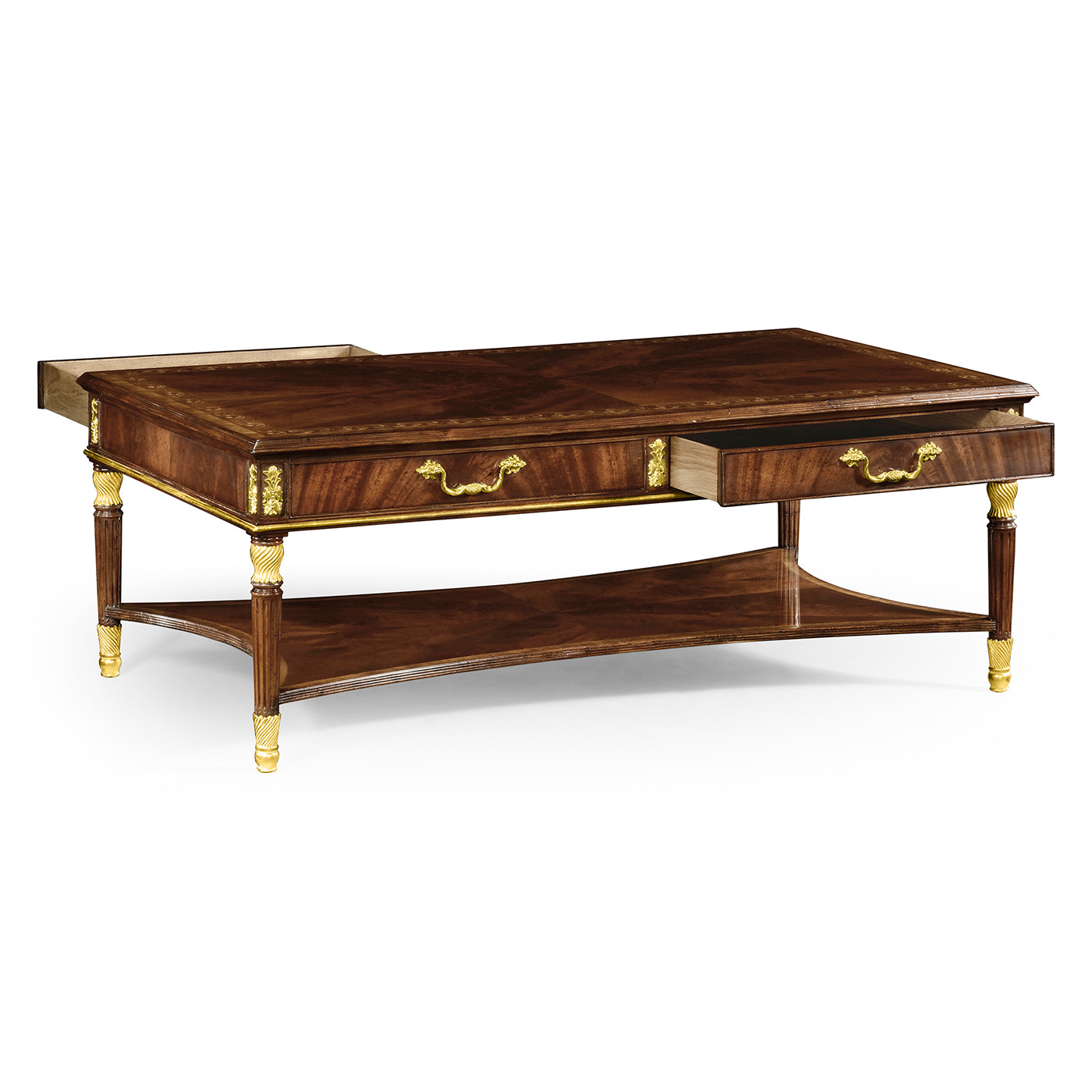 Mahogany William IV style gilded rectangular coffee table