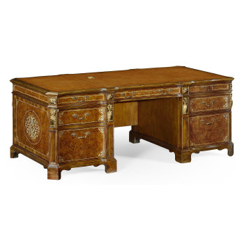 Burl & Mother of Pearl Faux Partners Desk